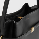 TOTEME BELTED LEATHER BUCKET BAG, Black