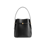 TOTEME BELTED LEATHER BUCKET BAG, Black