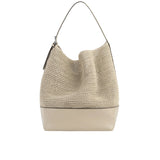 TOTEME BELTED WOVEN LEATHER TOTE, Fawn