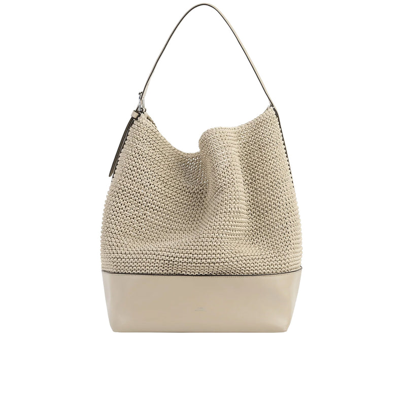 TOTEME BELTED WOVEN LEATHER TOTE, Fawn