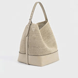 TOTEME BELTED WOVEN LEATHER TOTE, Fawn