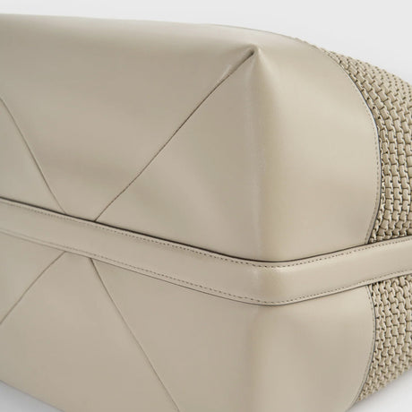 TOTEME BELTED WOVEN LEATHER TOTE, Fawn