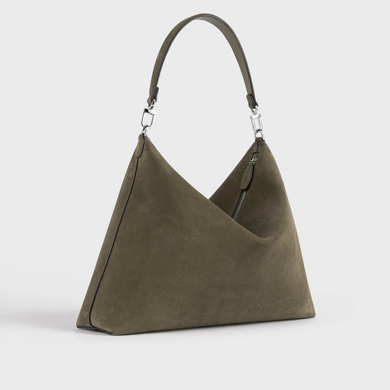 TOTEME BEVEL CORD-SUEDE BAG, Dark Taupe