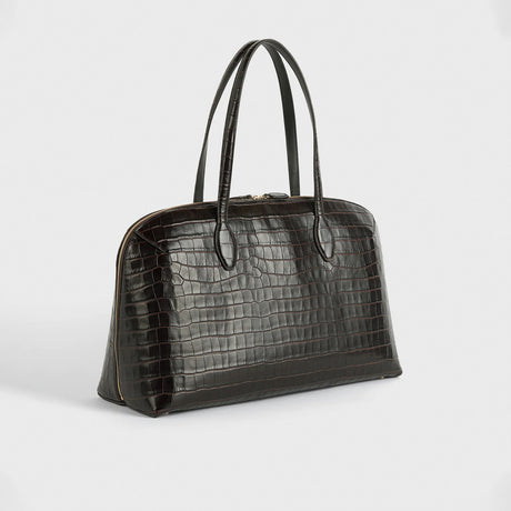TOTEME CROCO-EMBOSSED DAY TOTE, Dark Chocolate