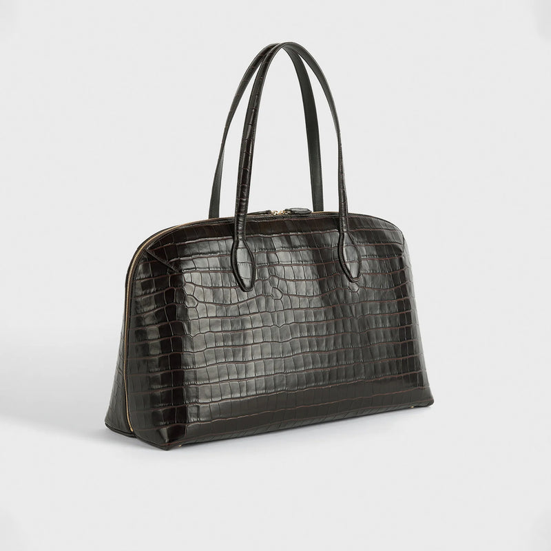 TOTEME CROCO-EMBOSSED DAY TOTE, Dark Chocolate