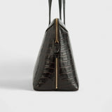 TOTEME CROCO-EMBOSSED DAY TOTE, Dark Chocolate