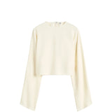 TOTEME CROPPED SABLE BLOUSE, Macadamia