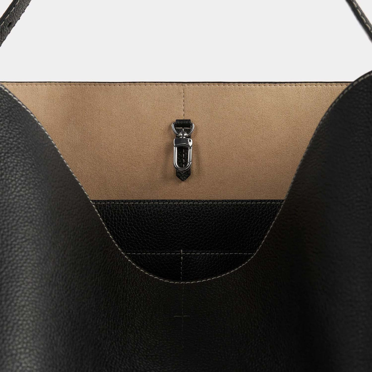 TOTEME GRAINED-LEATHER BELTED TOTE, Black