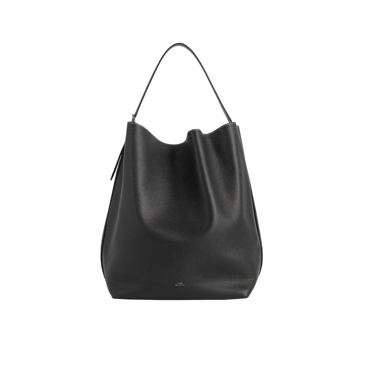TOTEME GRAINED-LEATHER BELTED TOTE, Black