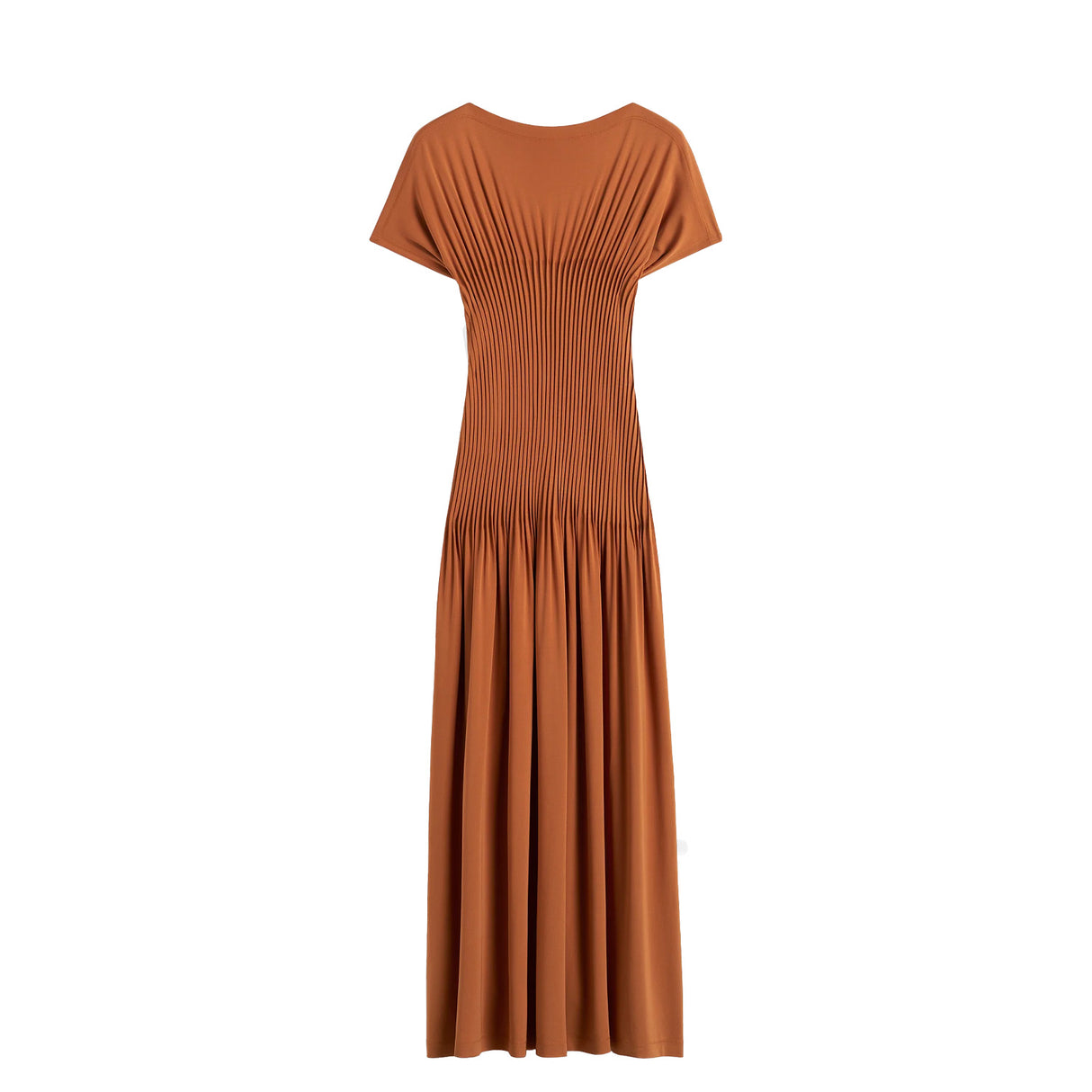 TOTEME KNIFE-PLEATED JERSEY DRESS, Terracotta