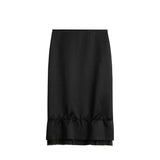 TOTEME LAYERED SATIN SKIRT, Black