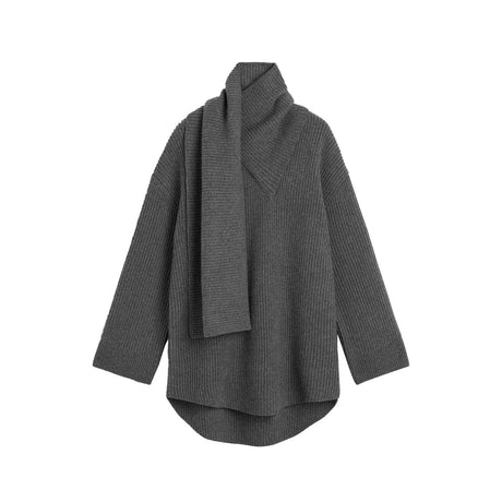 TOTEME LONG SCARF KNIT, Dark Grey Melange - Image 1