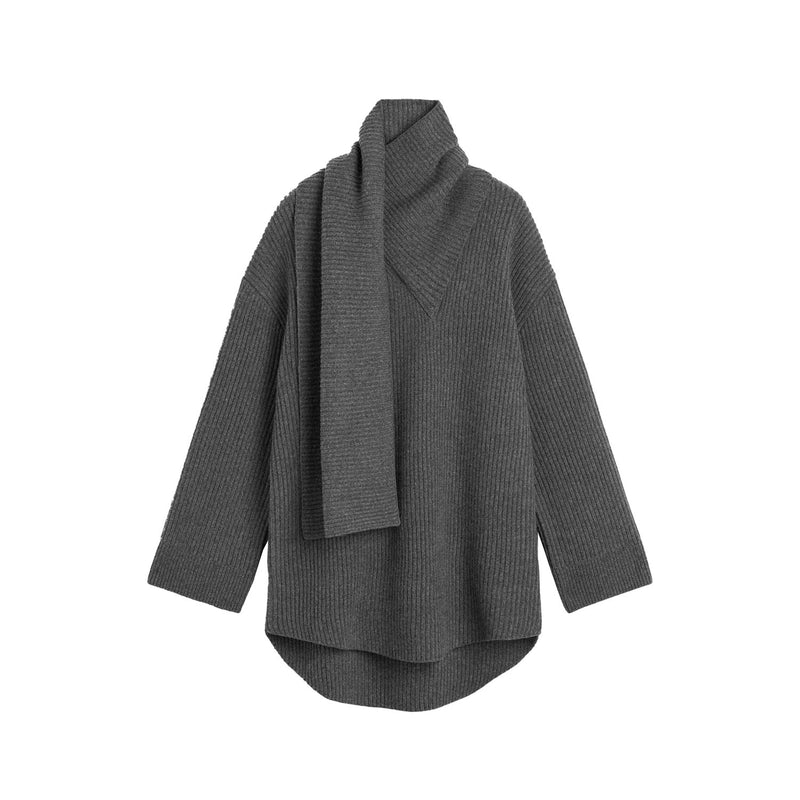 TOTEME LONG SCARF KNIT, Dark Grey Melange - Image 1