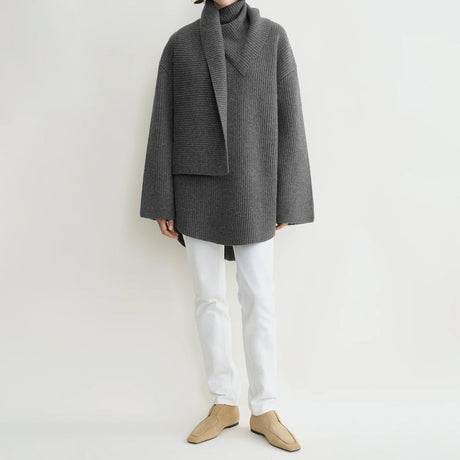 TOTEME LONG SCARF KNIT, Dark Grey Melange - Image 2