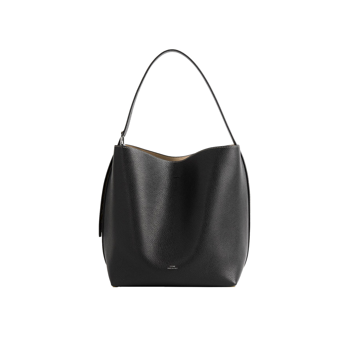 TOTEME MEDIUM BELTED GRAINED-LEATHER TOTE, Black