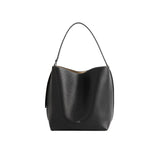 TOTEME MEDIUM BELTED GRAINED-LEATHER TOTE, Black