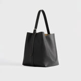 TOTEME MEDIUM BELTED GRAINED-LEATHER TOTE, Black