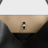 TOTEME MEDIUM BELTED GRAINED-LEATHER TOTE, Black