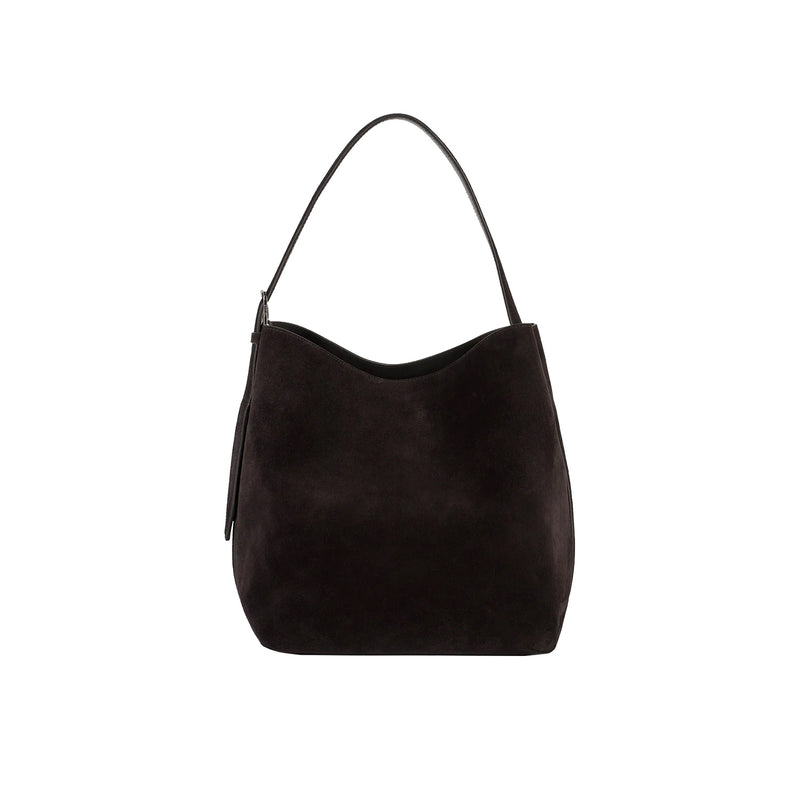 TOTEME MEDIUM BELTED SUEDE TOTE, Espresso