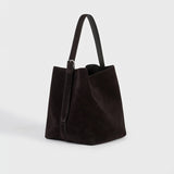 TOTEME MEDIUM BELTED SUEDE TOTE, Espresso