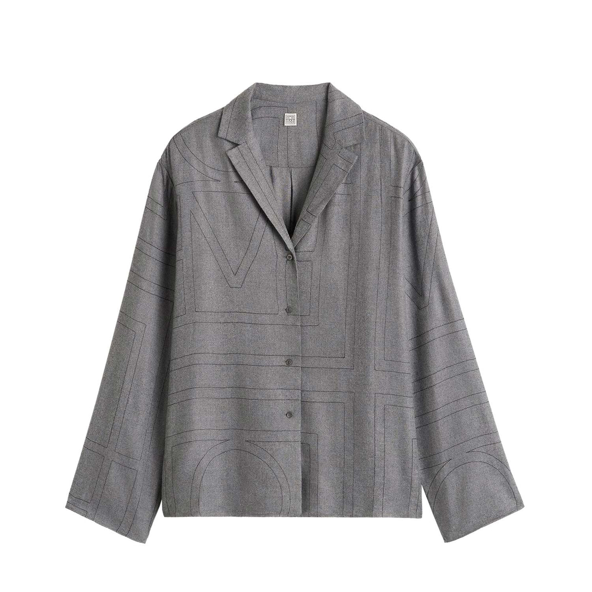 TOTEME MONOGRAM FLANNEL PJ TOP, Smoke Melange