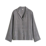 TOTEME MONOGRAM FLANNEL PJ TOP, Smoke Melange