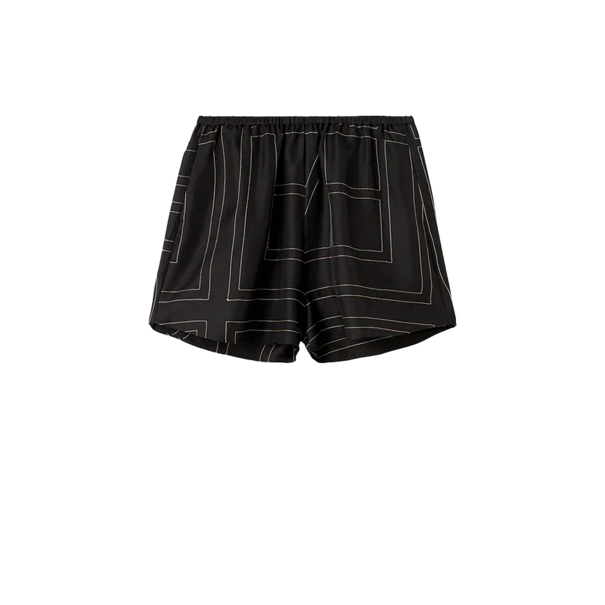 TOTEME MONOGRAM SILK PJ SHORTS, Black