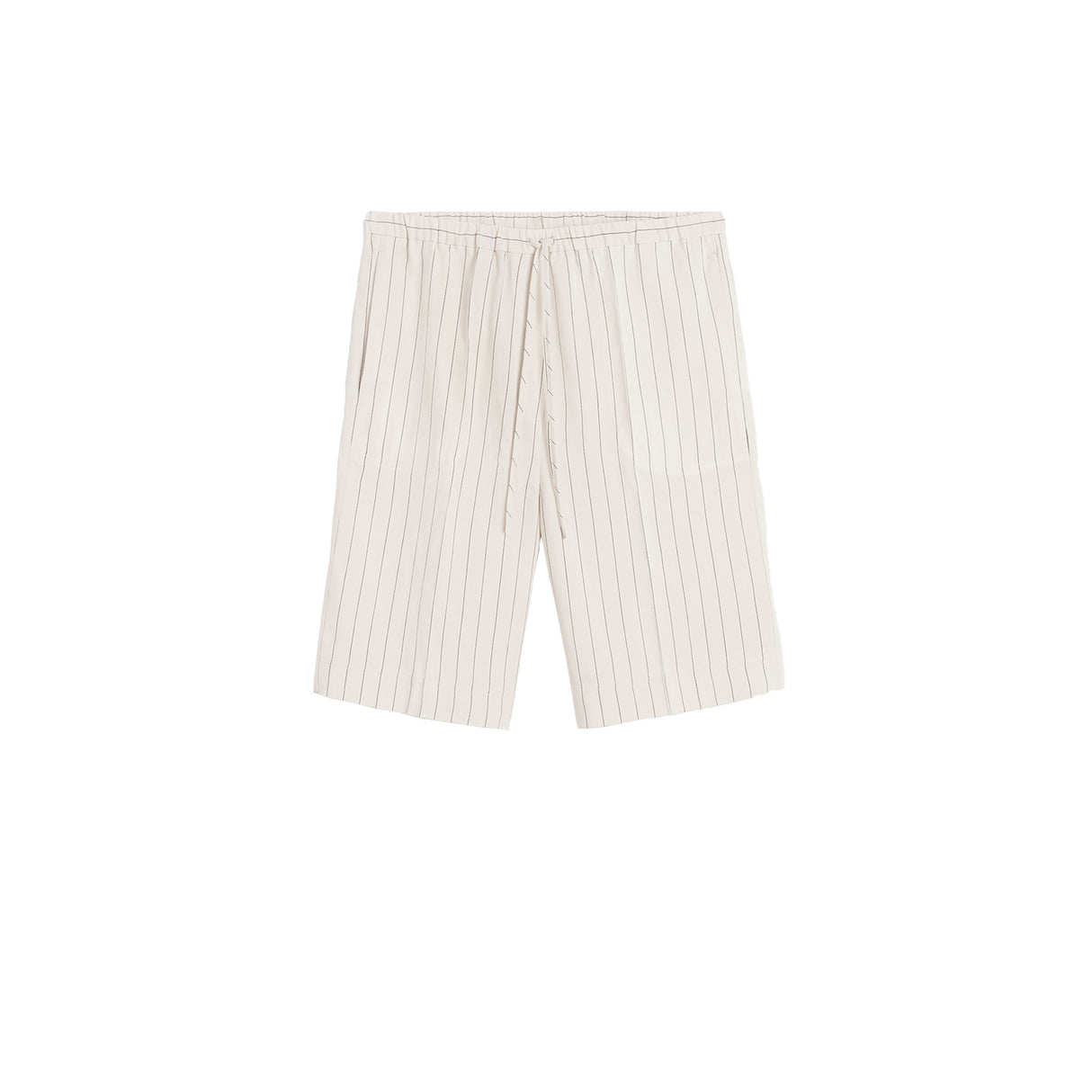 TOTEME RELAXED PINSTRIPE SHORTS, Ecru/Black - Image 1