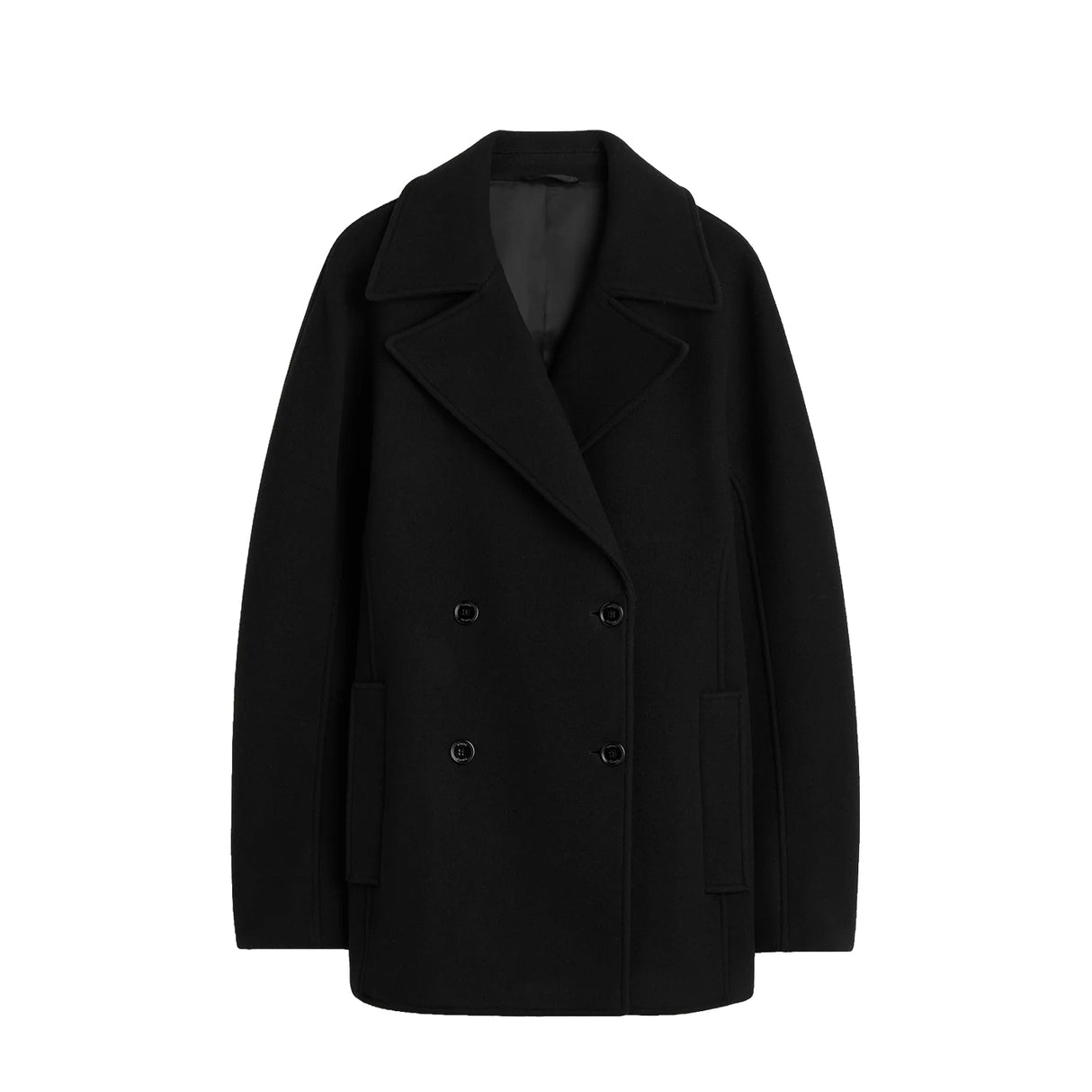 TOTEME ROUNDED PEACOAT, Black