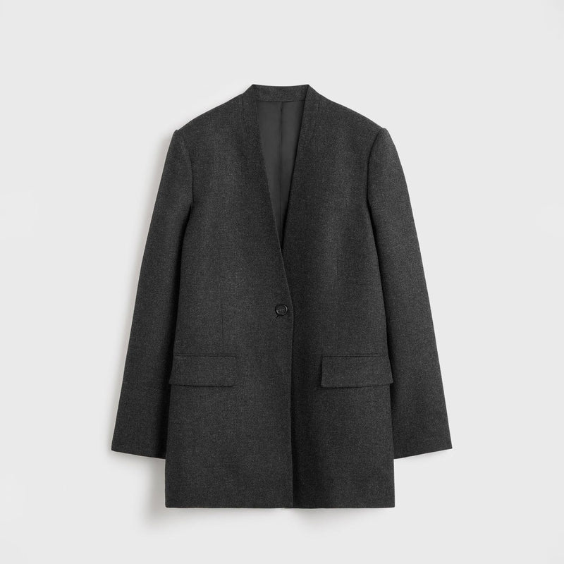 TOTEME SCARF BLAZER, Charcoal Melange