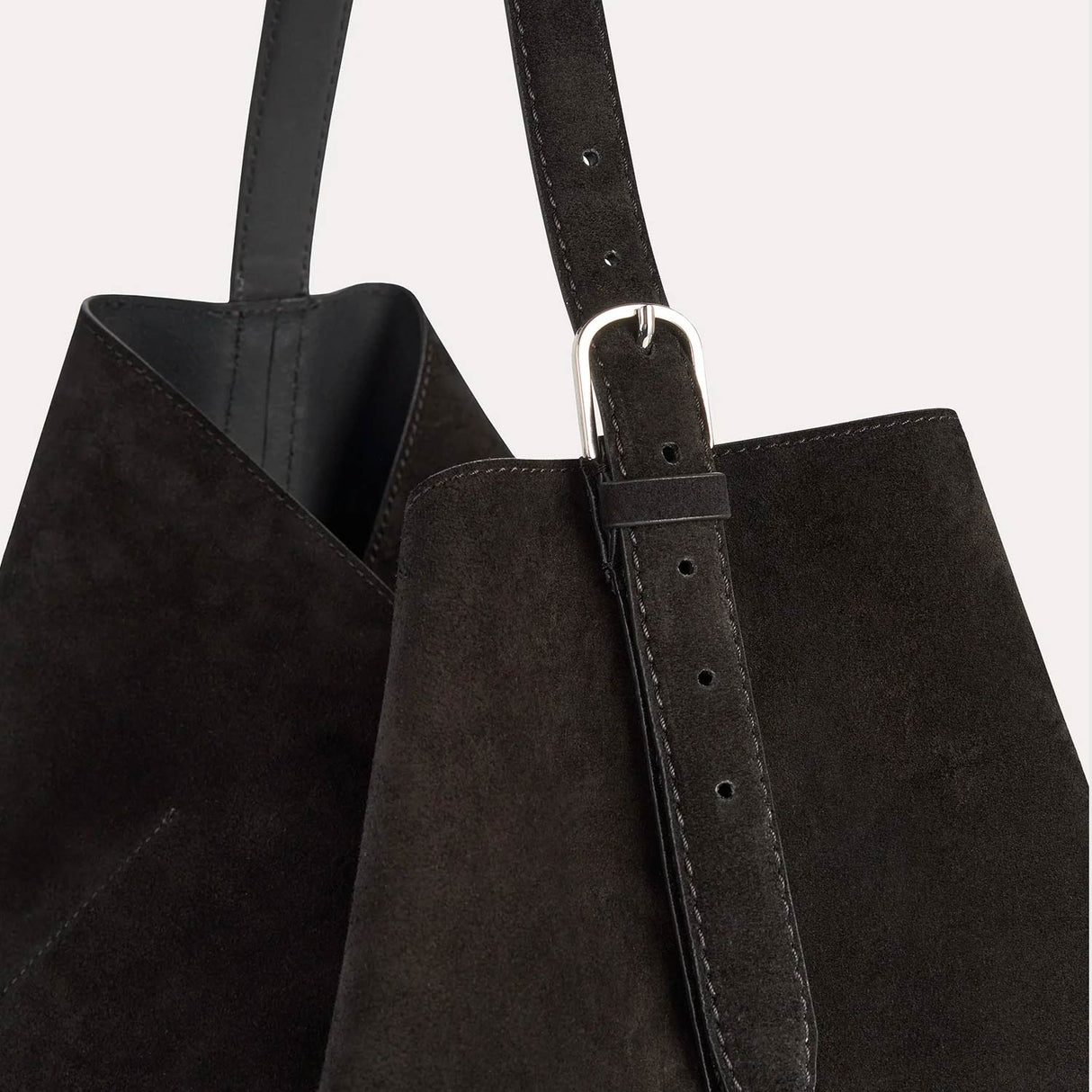 TOTEME SUEDE BELTED TOTE, Espresso Brown