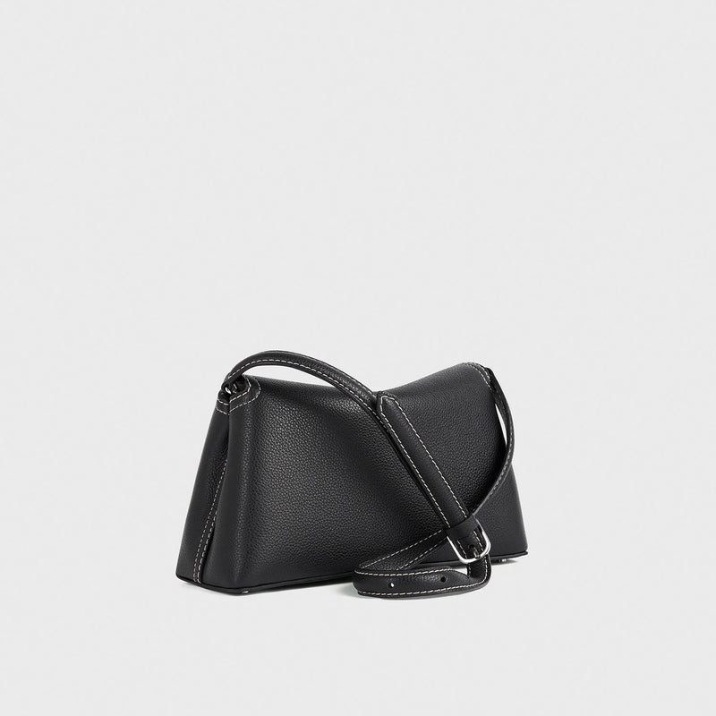 TOTEME T-LOCK GRAINED-LEATHER CLUTCH, Black