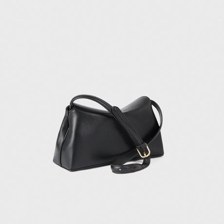 TOTEME T-LOCK LEATHER CLUTCH, Black