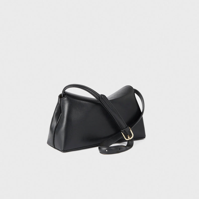 TOTEME T-LOCK LEATHER CLUTCH, Black