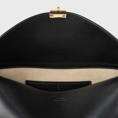 TOTEME T-LOCK LEATHER CLUTCH, Black