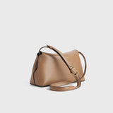TOTEME T-LOCK LEATHER CLUTCH, Camel