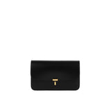 TOTEME T-LOCK LEATHER CROSSBODY, Black