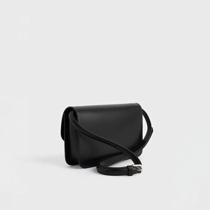 TOTEME T-LOCK LEATHER CROSSBODY, Black