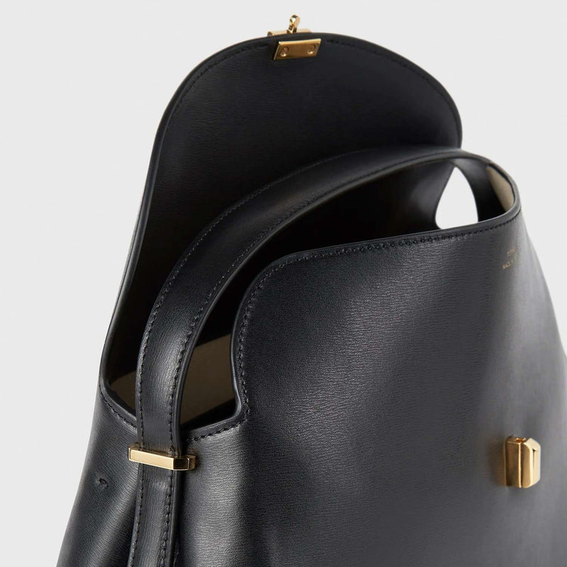 TOTEME T-LOCK LEATHER TOP HANDLE, Black