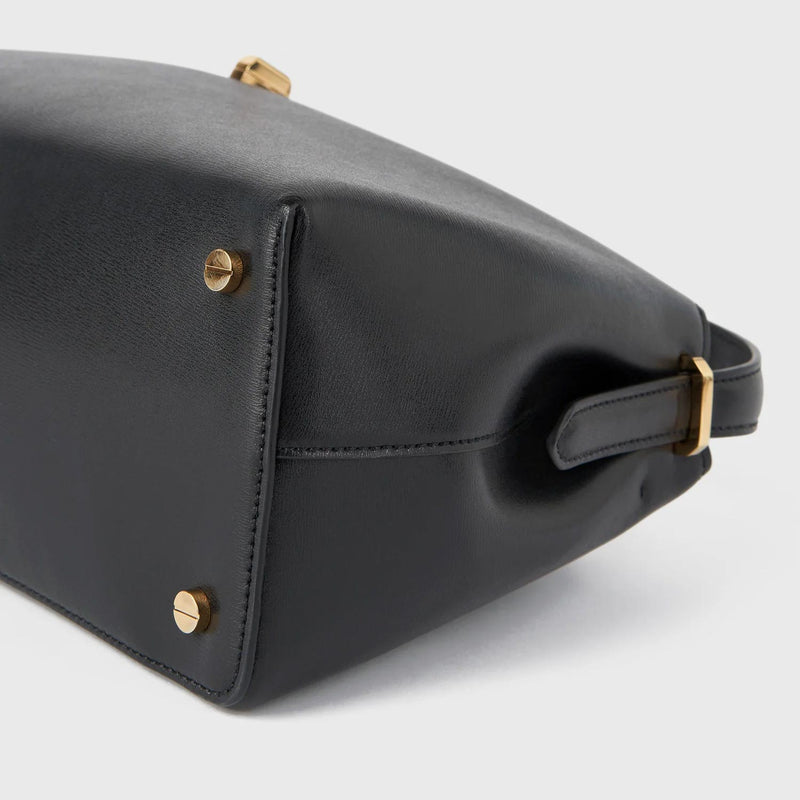 TOTEME T-LOCK LEATHER TOP HANDLE, Black