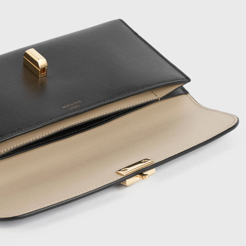 TOTEME T-LOCK LEATHER WALLET, Black