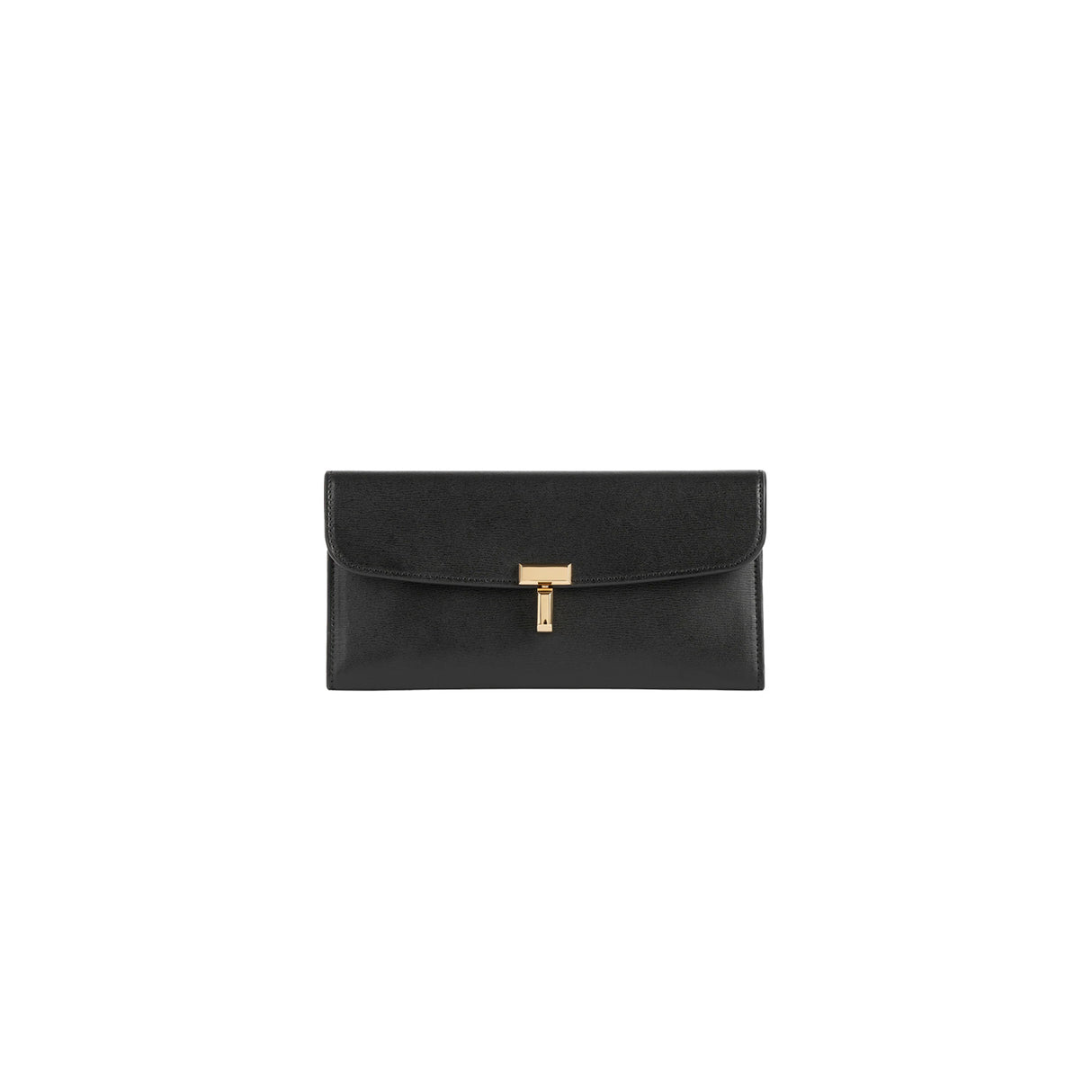 TOTEME T-LOCK LEATHER WALLET, Black