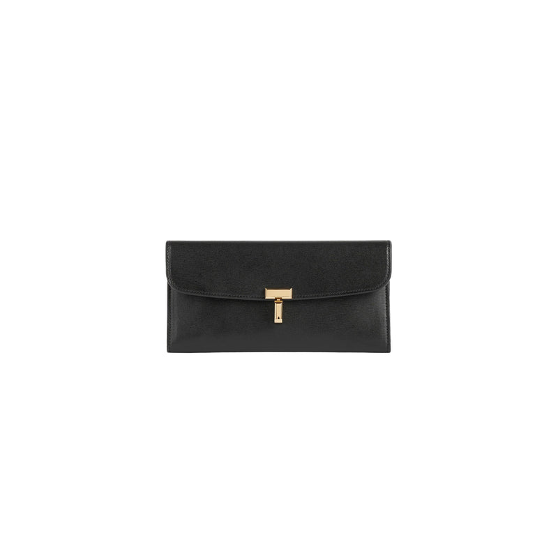 TOTEME T-LOCK LEATHER WALLET, Black