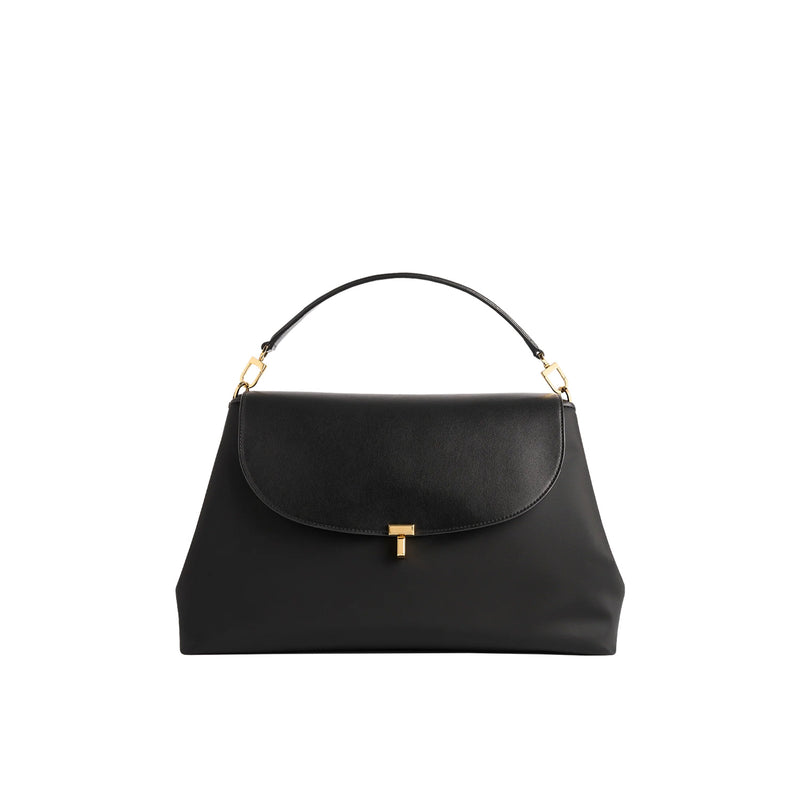 TOTEME T-LOCK NYLON SATCHEL, Black