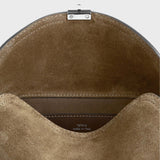 TOTEME T-LOCK SUEDE CLUTCH, Tobacco