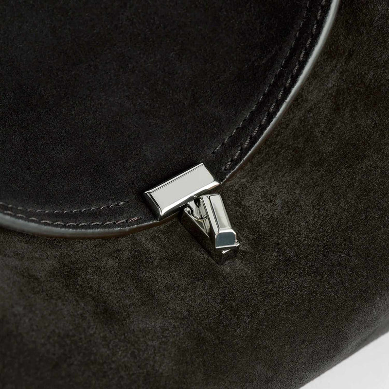 TOTEME T-LOCK SUEDE TOP HANDLE, Espresso