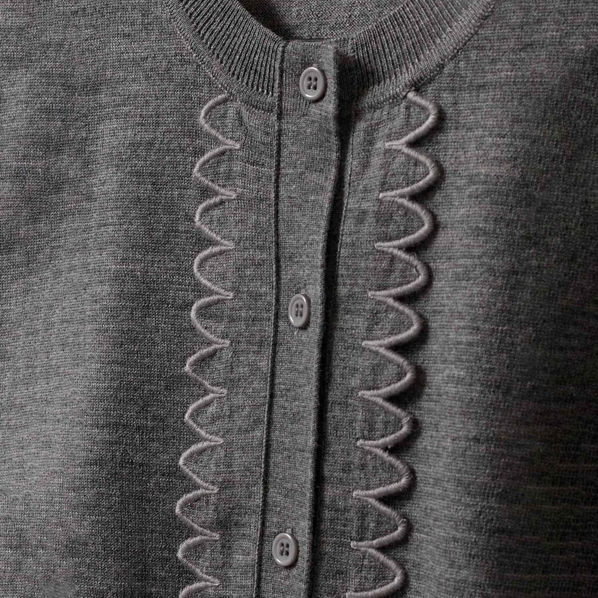 The Garment BERGEN SCALLOP MINI CARDIGAN, Grey Melange