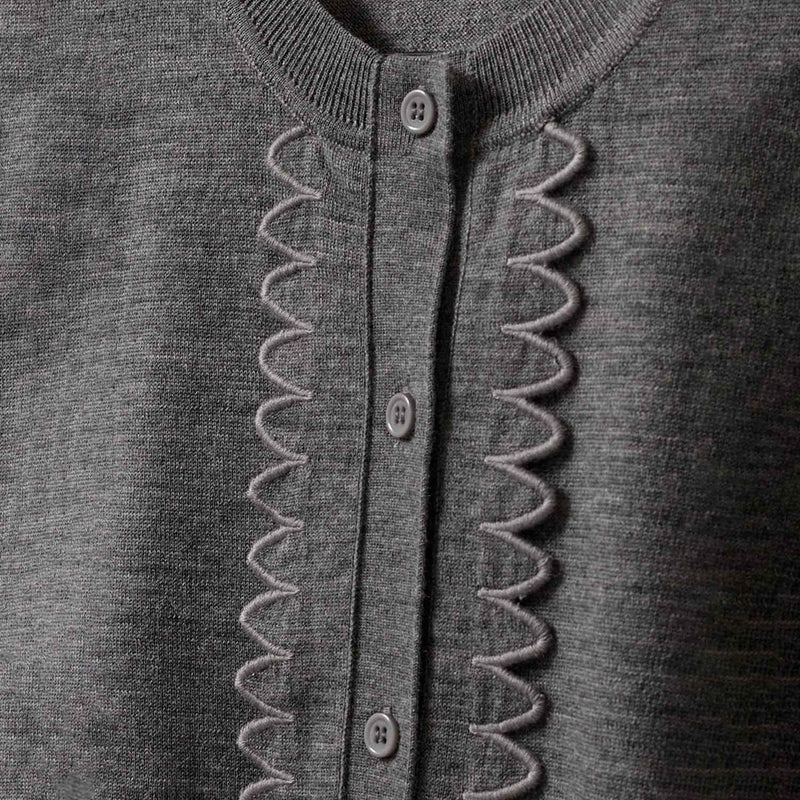 The Garment BERGEN SCALLOP MINI CARDIGAN, Grey Melange