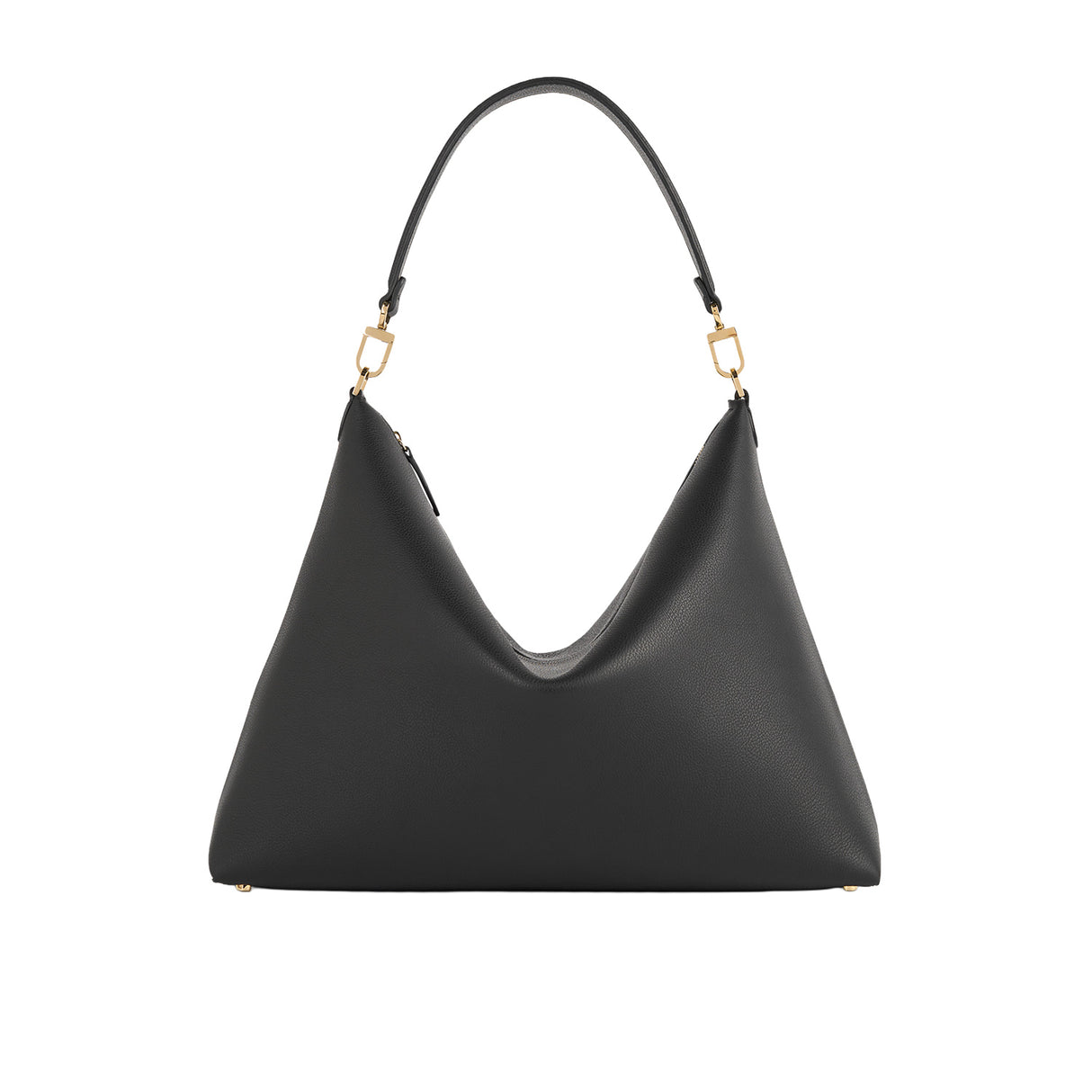 MEDIUM BEVEL GRAINED-LEATHER BAG, Black