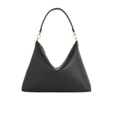 MEDIUM BEVEL GRAINED-LEATHER BAG, Black